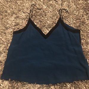 Free people teal black low cut tank top sz XS