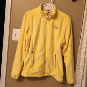 Yellow fuzzy northface jacket