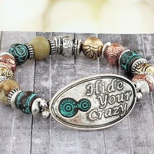 'HIDE YOUR CRAZY' BEADED STRETCH BRACELET