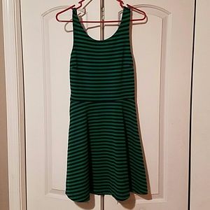 Green and Blue Striped Dress
