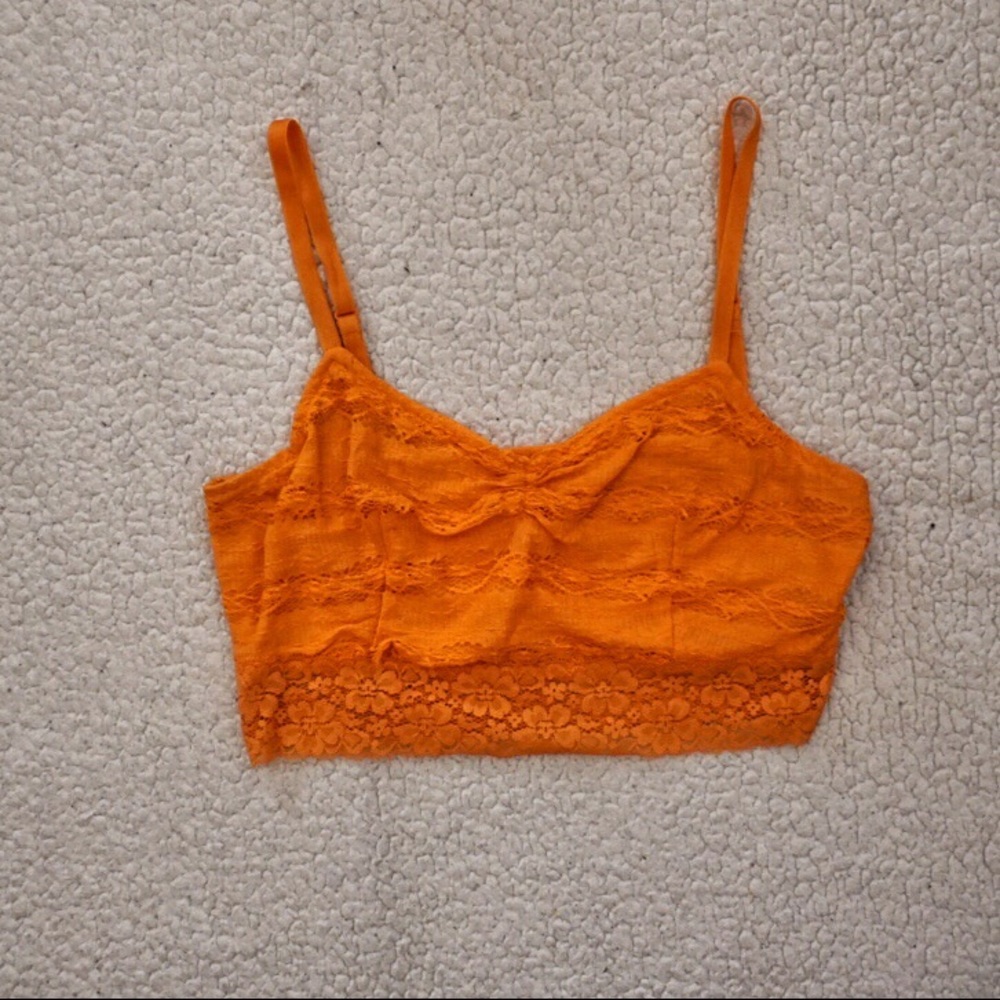 Orange Lacey Crop Top Bralette