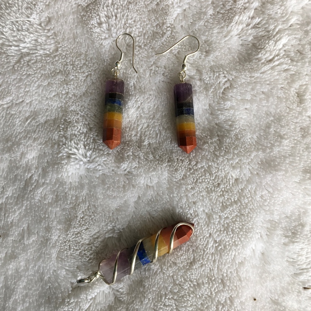 Chakra Swivel Set (B) - Pendant and earrings