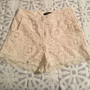 Cream color lace shorts