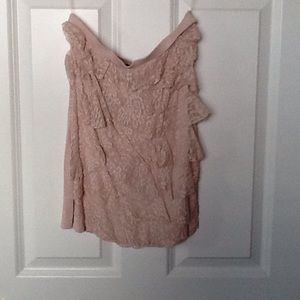 Lace blush strapless shirt