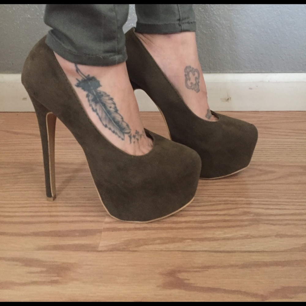 Olive green heels