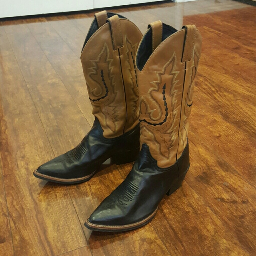 😮 Justin Leather Cowgirl Boots