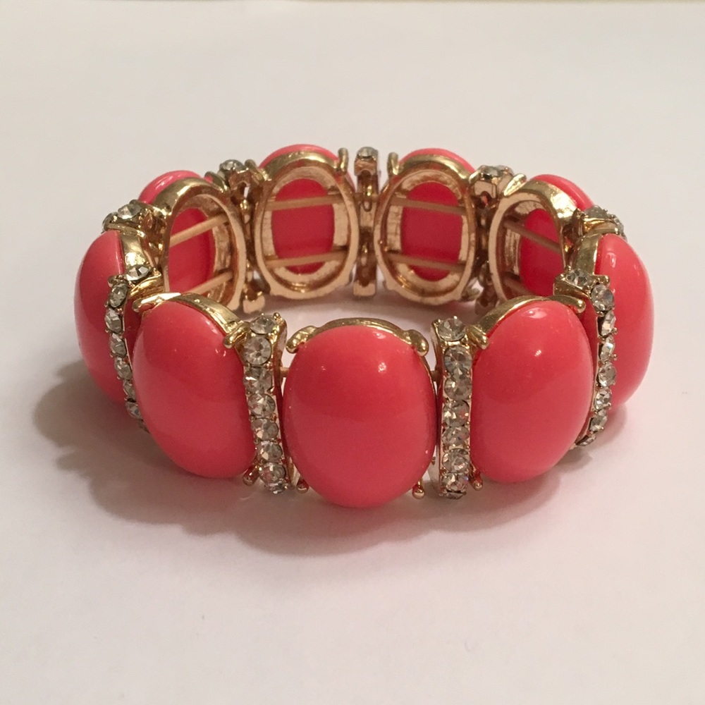 Enamel bright pink statement bracelet