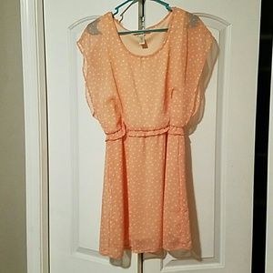 Pink dress w/ white polka dots