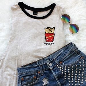 Friday Sequin Patch Sleeveless Tank Top