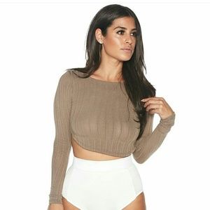 Naked wardrobe long-sleeved crop top