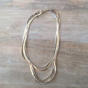 UO twisted gold, rosegold and silver necklace