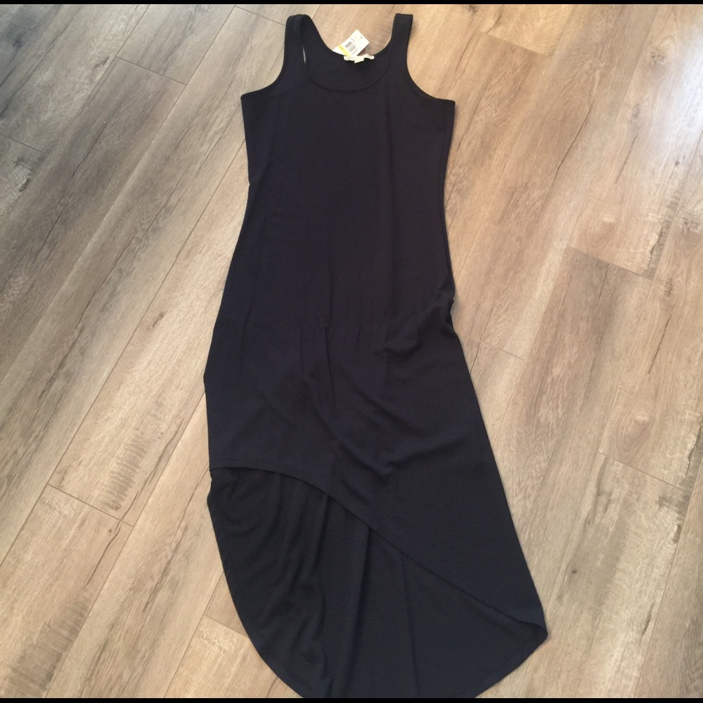 Asymmetrical navy dress