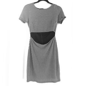 Black and white striped dress