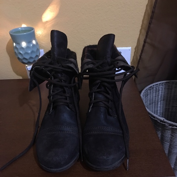 Dark Brown Suede Boots - Picture 2 of 4