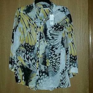 Butterfly print blouse (semi sheer)