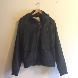 Grey Herringbone Midweight Hooded Jacket