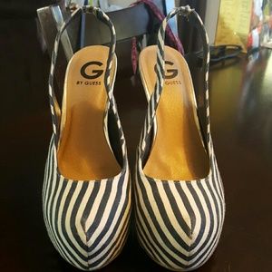 G by Guess sling back striped heels