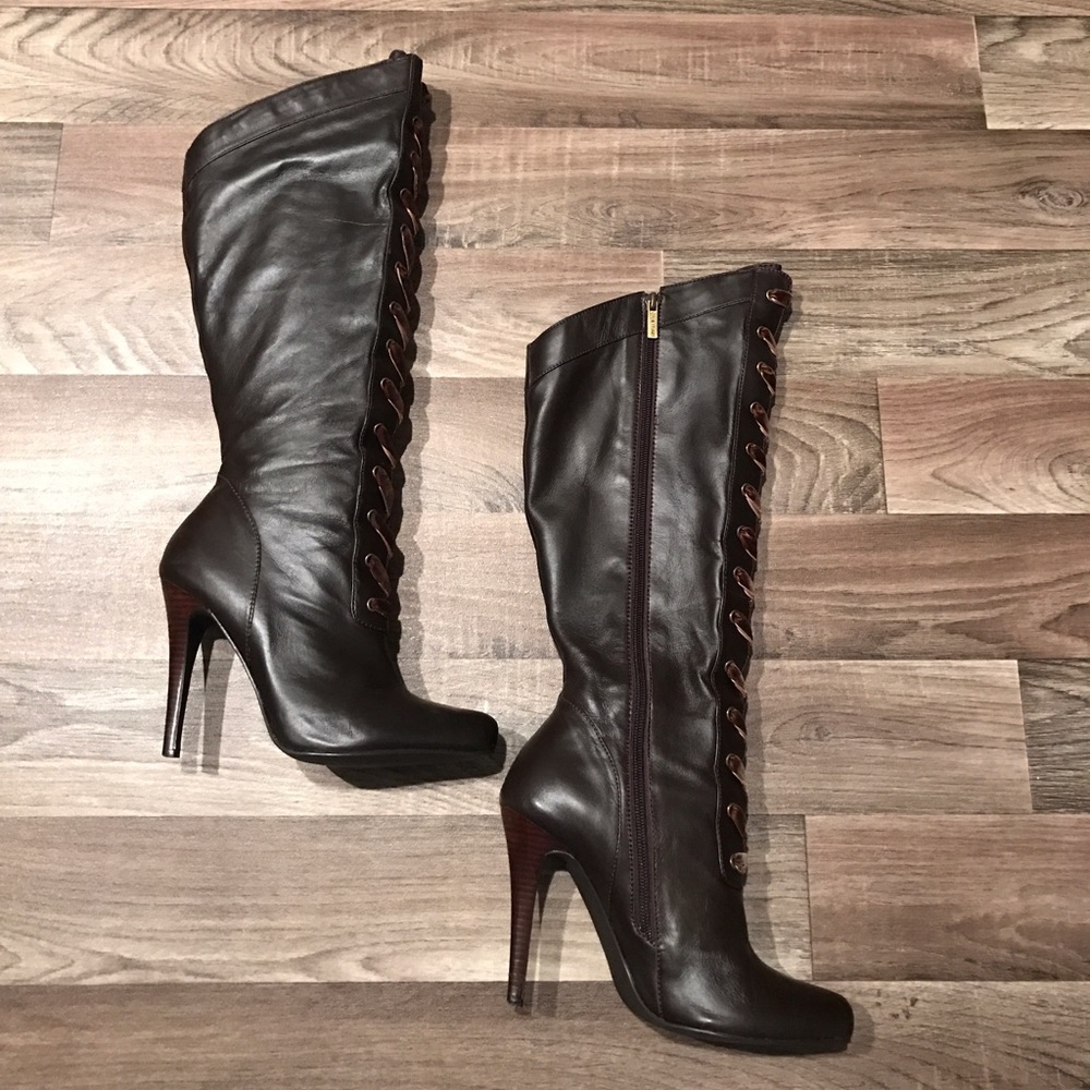 Vintage Brown Leather Knee High Boots