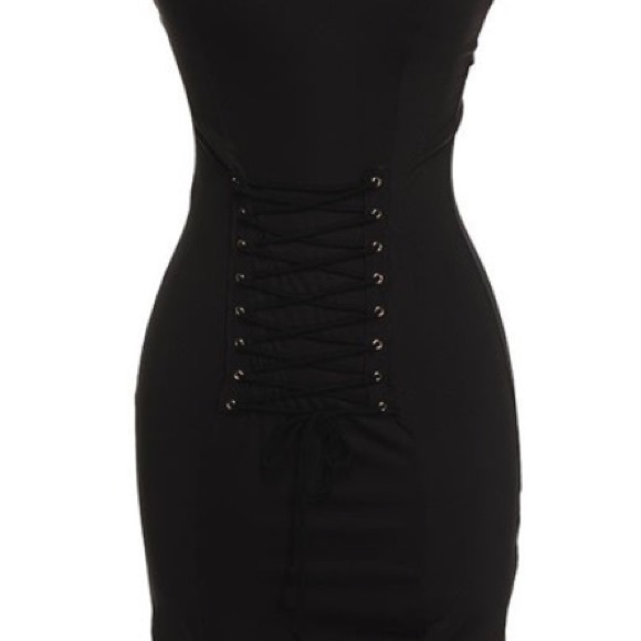 TERESA Black Corset Mock Neck Dress - Picture 3 of 3