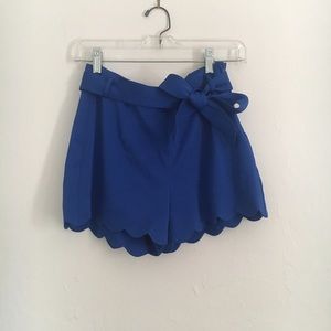 Blue Scalloped Shorts