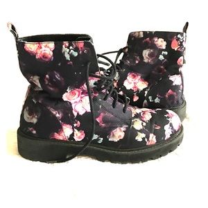 Floral combat boots