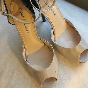 Audrey Brooke ankle strap peep toe heels
