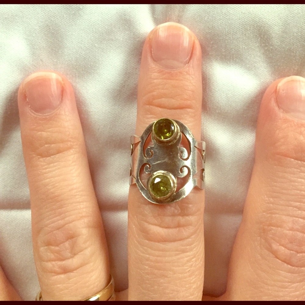 Sterling Silver Twin Peridot Ring