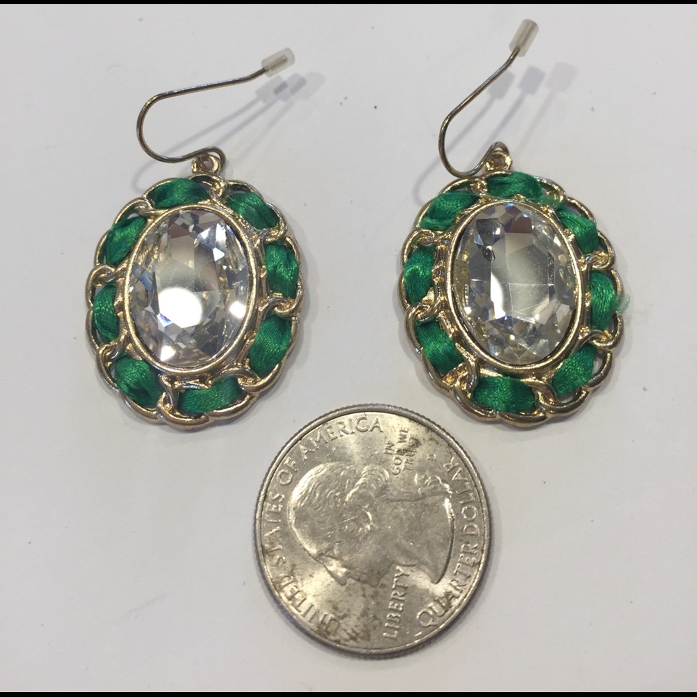 Green and Chrystal Earrings