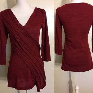 Anthropologie Deletta maroon cross pleated top Anthropologie Deletta maroon cross pleated top