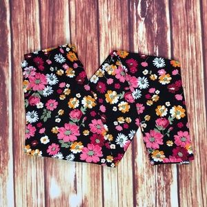 Black floral soft brush knit leggings