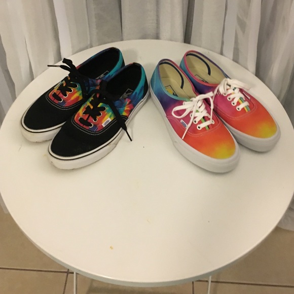 Vans Shoes - 2pairs of tie dye rainbow vans New& like new