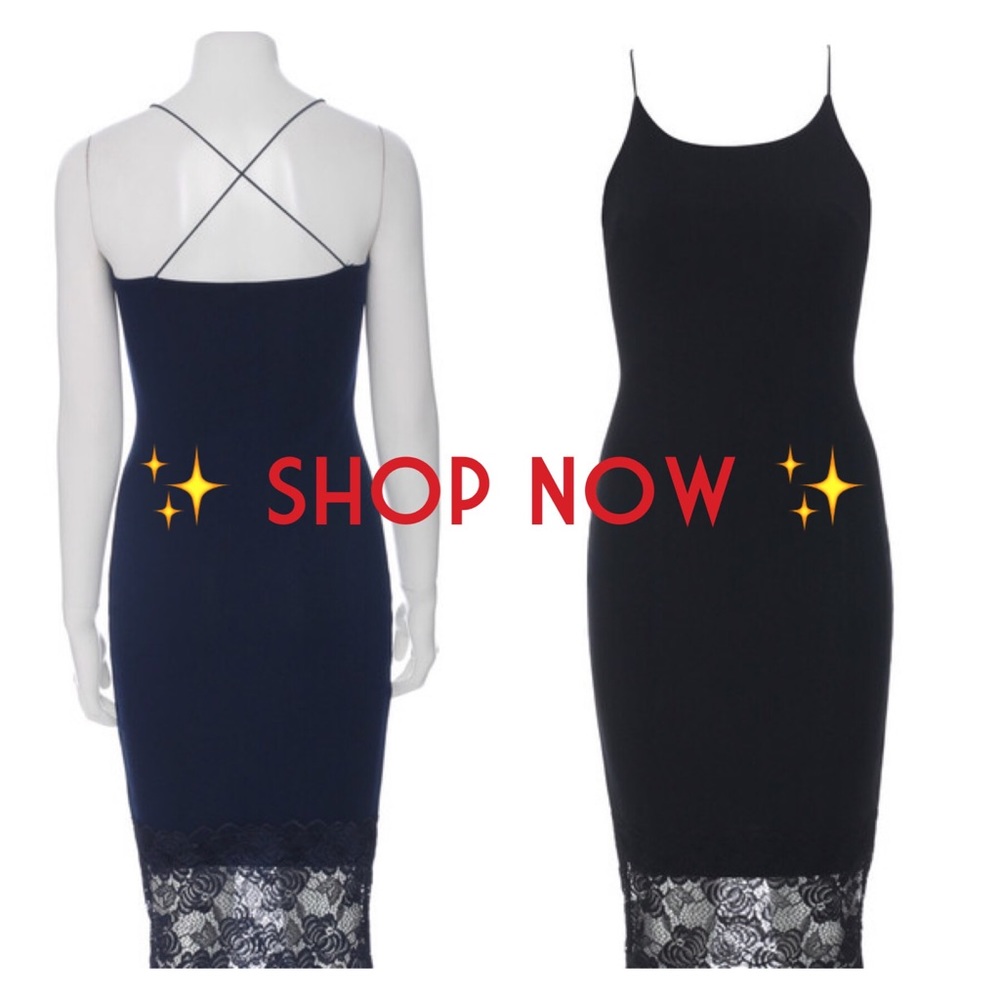 NWT Black Midi Lace Trim dress