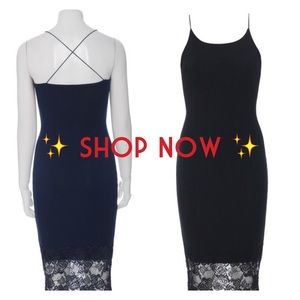 NWT Black Midi Lace Trim dress