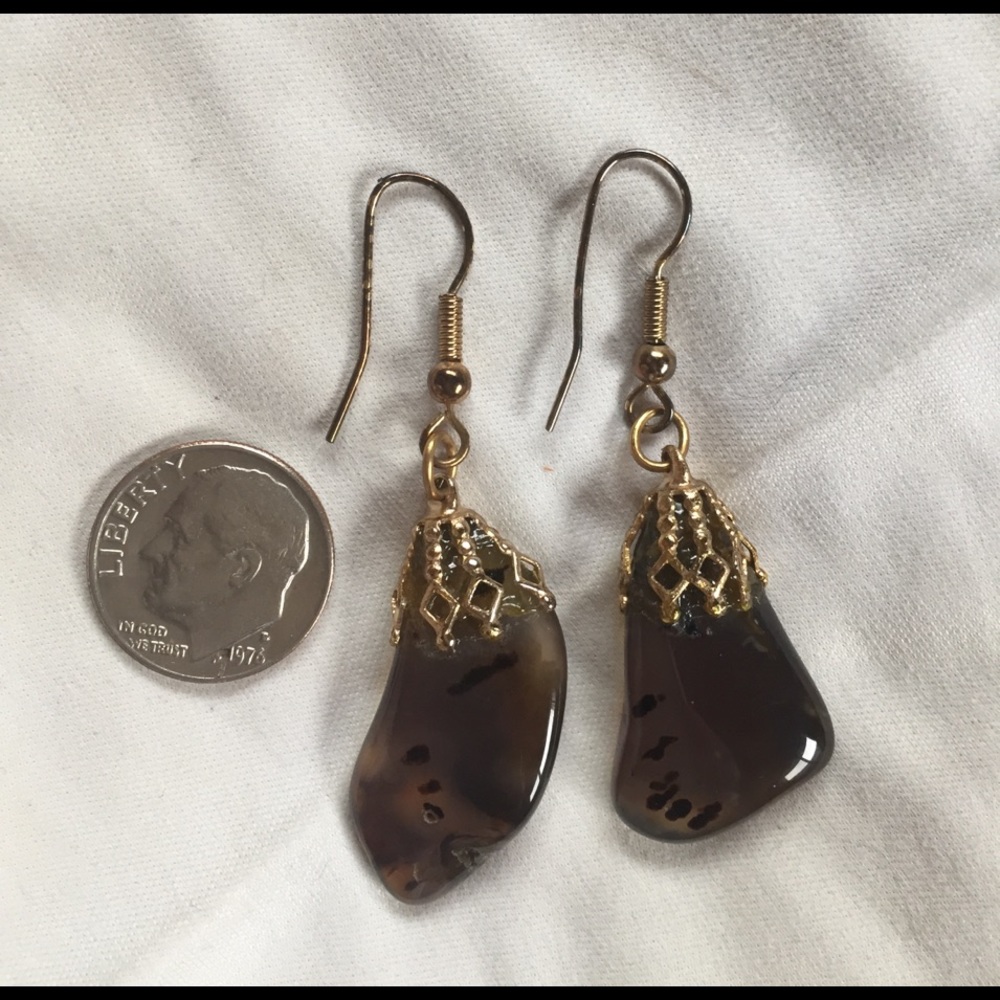 Vintage Brown Agate Earrings