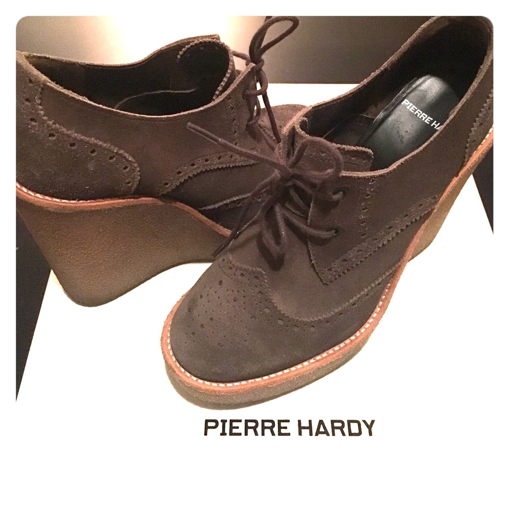 PIERRE HARDY SUEDE WEDGE PLATFORM LACE UP
