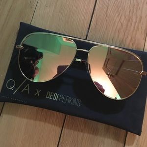 Quay x Desi Perkins 'High Key' rose gold sunnies.