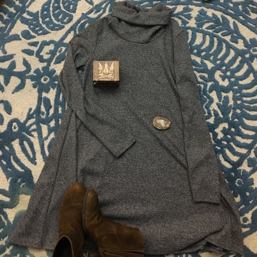Gray long sleeve turtleneck dress nwot