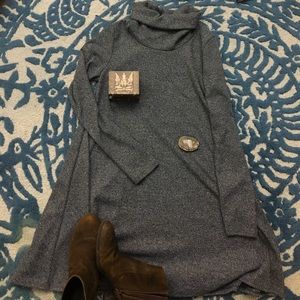 Gray long sleeve turtleneck dress nwot