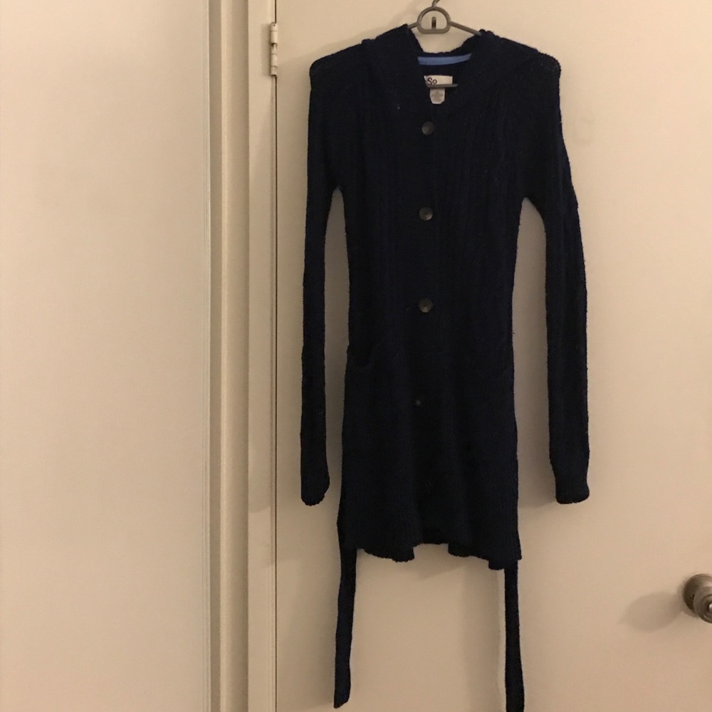 Hooded style button up sweater