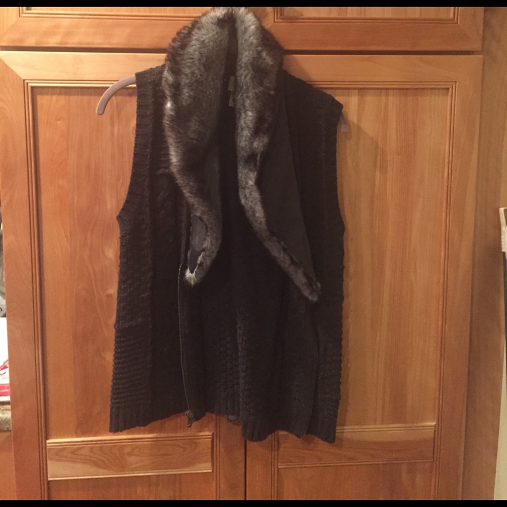 Chico's Black Fur Vest