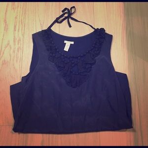 J. Crew silk blouse with beaded color and tie back