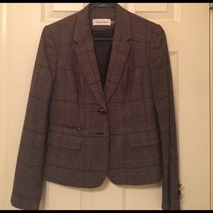 Calvin Klein Brown Plaid Suit Jacket