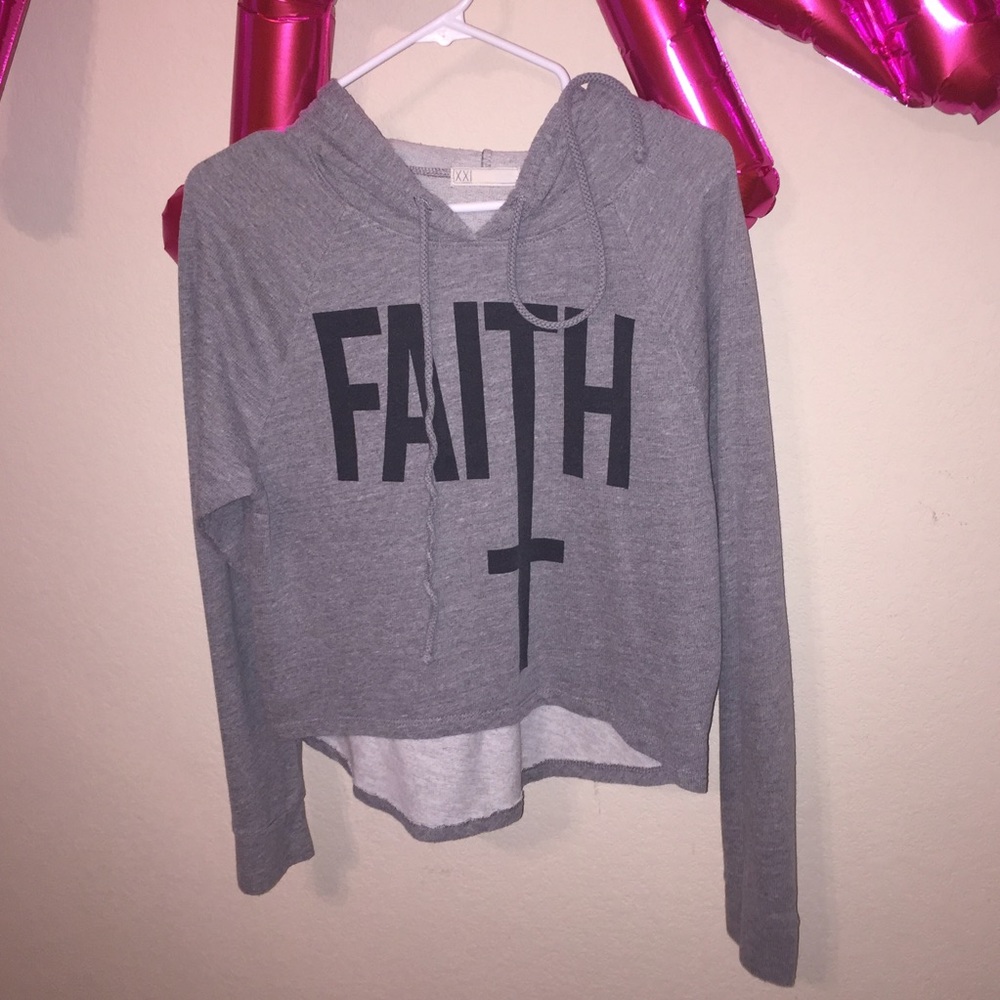 High low cropped "Faith" hoodie