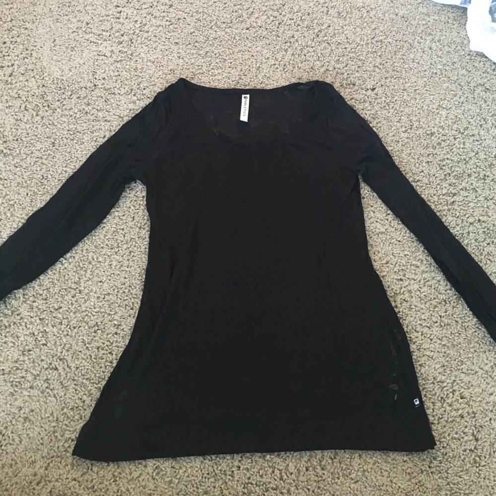 Fabletics Black sheer printed workout top