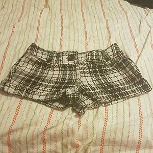 Black and white wool shorts