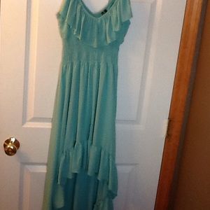 Teal high-low dress