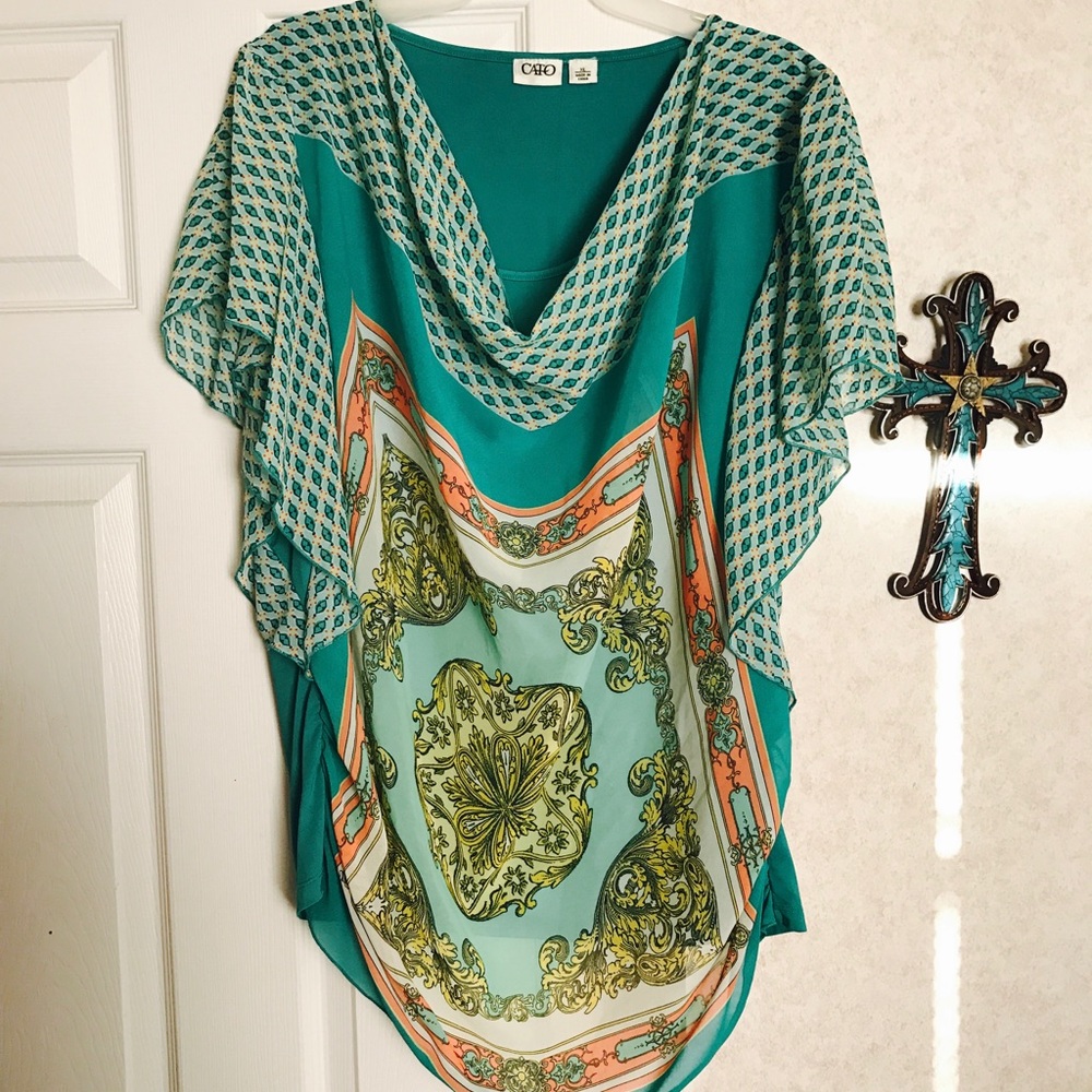 Turquoise blue green blouse