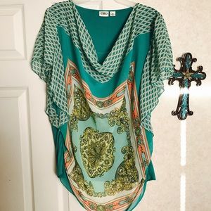 Turquoise blue green blouse