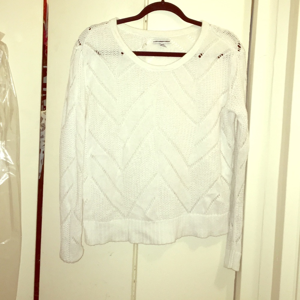 White cross knit sweater