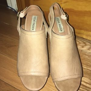 Steve Madden platform slingback mules.